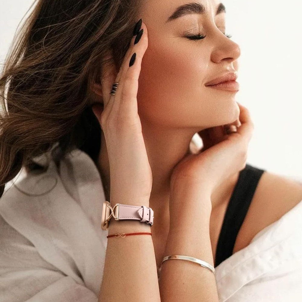 Apple Watch (38/40/SE/41/42mm) Klassisk Kunst Læder Rem - Pink