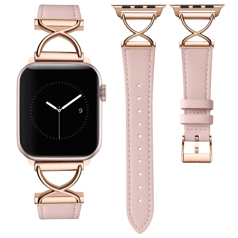 Apple Watch (38/40/SE/41/42mm) Klassisk Kunst Læder Rem - Pink