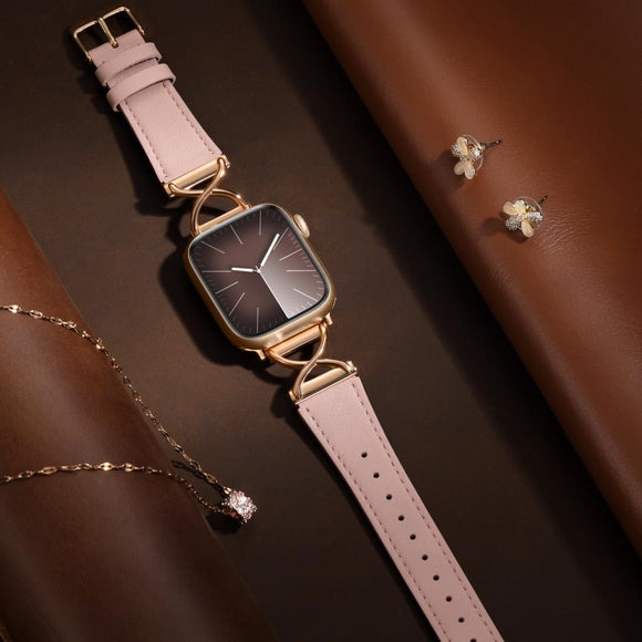 Apple Watch (38/40/SE/41/42mm) Klassisk Kunst Læder Rem - Pink