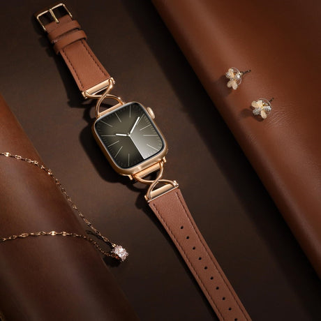 Apple Watch (38/40/SE/41/42mm) Klassisk Kunst Læder Rem - Brun