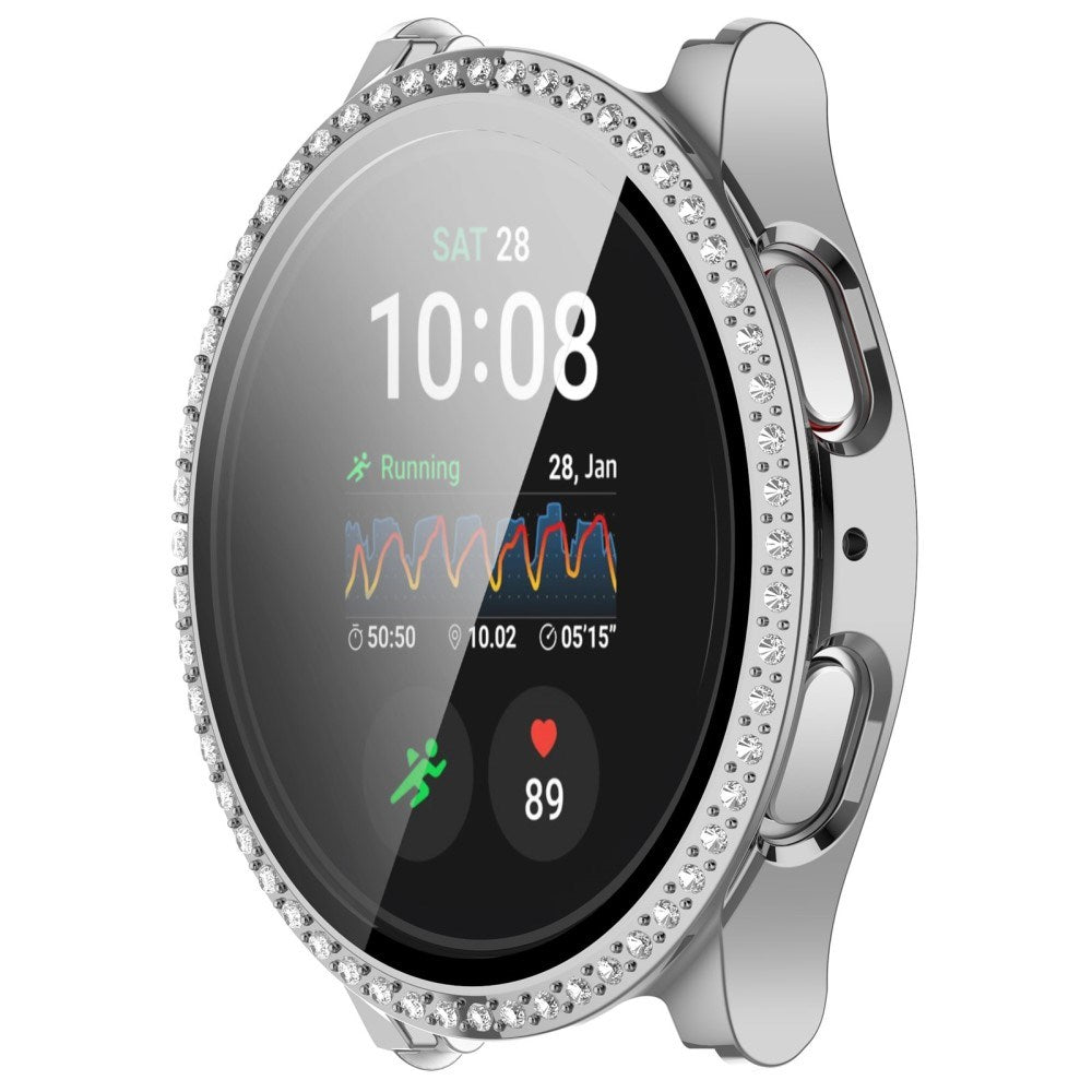 Samsung Galaxy Watch 7 (40mm) Hårdt Plast Cover m. Indbygget Skærmbeskyttelse - Sølv & Rhinsten