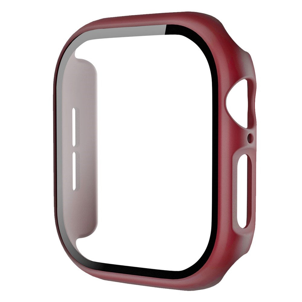 Apple Watch 11 / 10 (46mm) Hård Plast Cover m. Indbygget Skærmbeskyttelse - Mørkerød