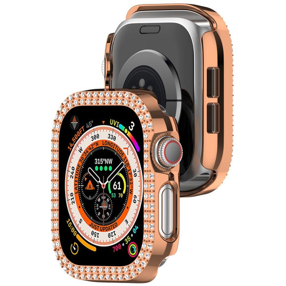 Apple Watch 11 / 10 (42mm) Hårdt Plastik Cover - Rose Gold / Rhinsten