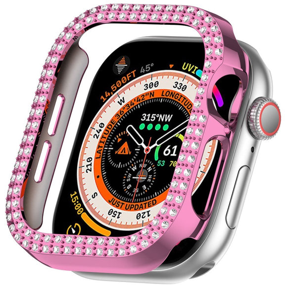 Apple Watch 11 / 10 (42mm) Hårdt Plastik Cover - Pink / Rhinsten