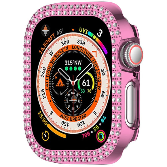 Apple Watch 11 / 10 (42mm) Hårdt Plastik Cover - Pink / Rhinsten