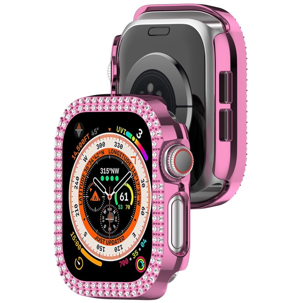 Apple Watch 11 / 10 (42mm) Hårdt Plastik Cover - Pink / Rhinsten