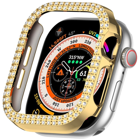 Apple Watch 11 / 10 (42mm) Hårdt Plastik Cover - Guld / Rhinsten