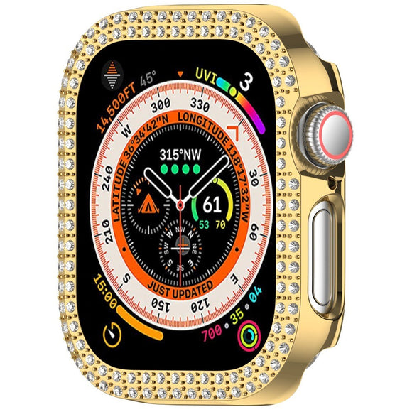 Apple Watch 11 / 10 (42mm) Hårdt Plastik Cover - Guld / Rhinsten