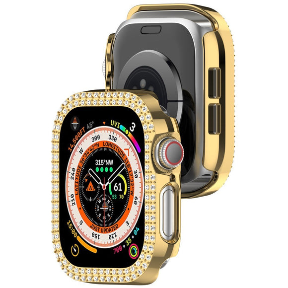 Apple Watch 11 / 10 (42mm) Hårdt Plastik Cover - Guld / Rhinsten