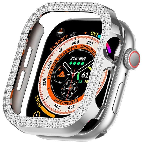 Apple Watch 11 / 10 (42mm) Hårdt Plastik Cover - Sølv / Rhinsten