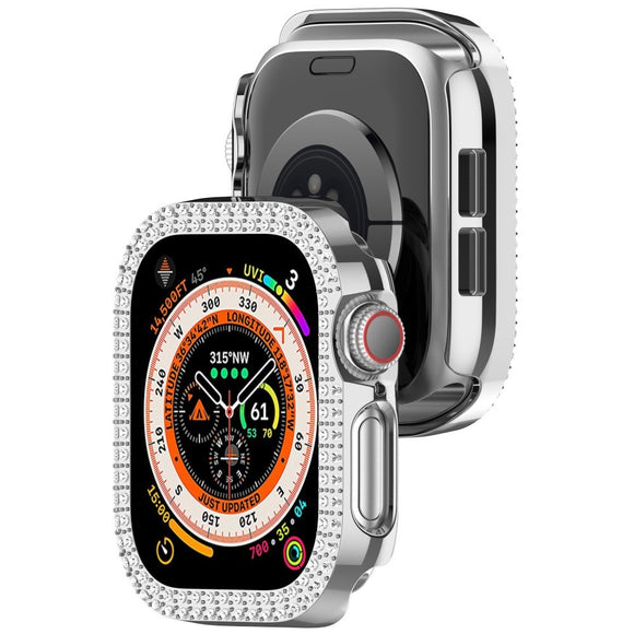 Apple Watch 11 / 10 (42mm) Hårdt Plastik Cover - Sølv / Rhinsten