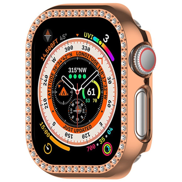 Apple Watch 11 / 10 (42mm) Hårdt Plast Cover - Rose Gold / Rhinsten