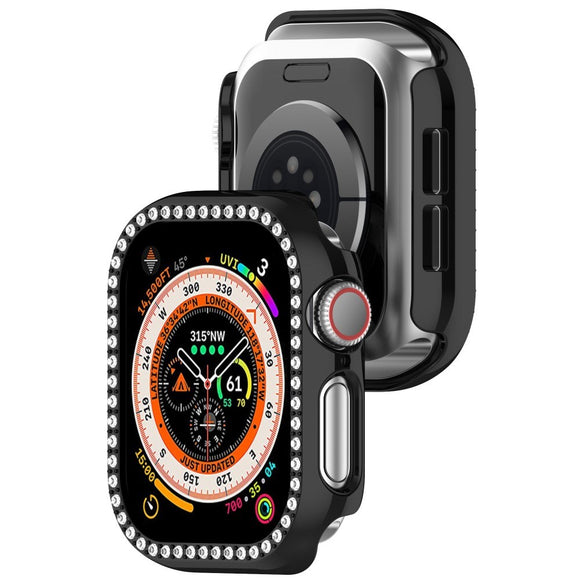 Apple Watch 11 / 10 (46mm) Hårdt Plast Cover - Sort / Rhinsten
