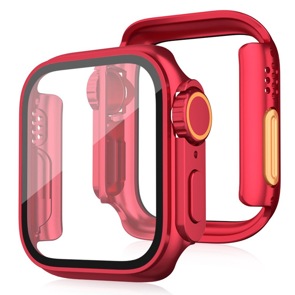 Apple Watch 11 / 10 (46mm) Hårdt Plast Cover m. Indbygget Skærmbeskyttelsesglas - Rød