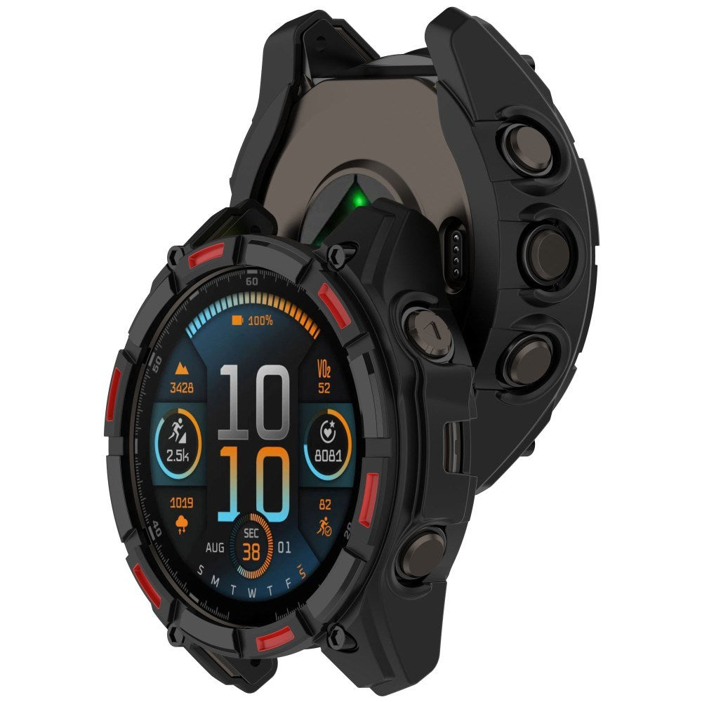 Garmin Tactix 8 Solar (51mm) Bumper Plastik Cover - Sort / Rød