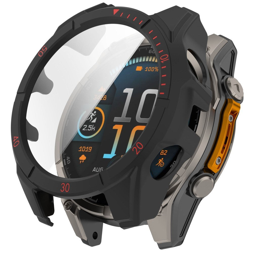 Garmin Tactix 8 AMOLED (51mm) Hårdt Plastik Cover m. Beskyttelsesglas - Sort / Rød