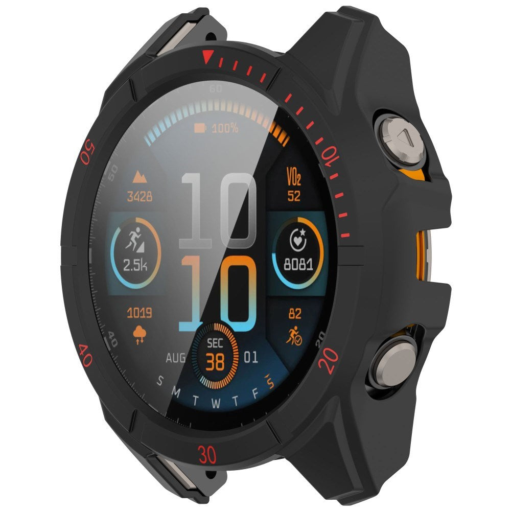 Garmin Tactix 8 AMOLED (51mm) Hårdt Plastik Cover m. Beskyttelsesglas - Sort / Rød