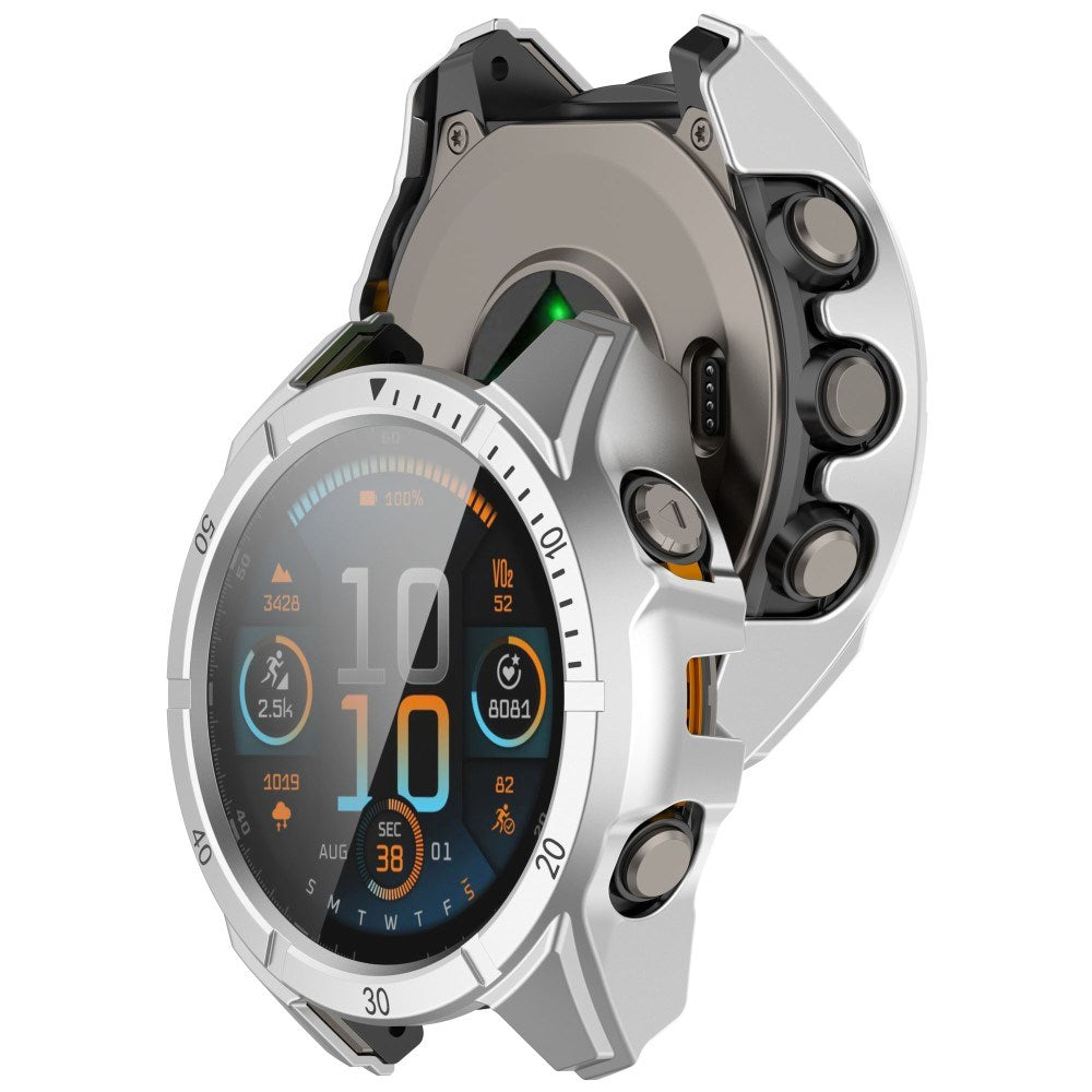 Garmin Tactix 8 AMOLED (47mm) Hårdt Plastik Cover m. Beskyttelsesglas - Sølv / Sort