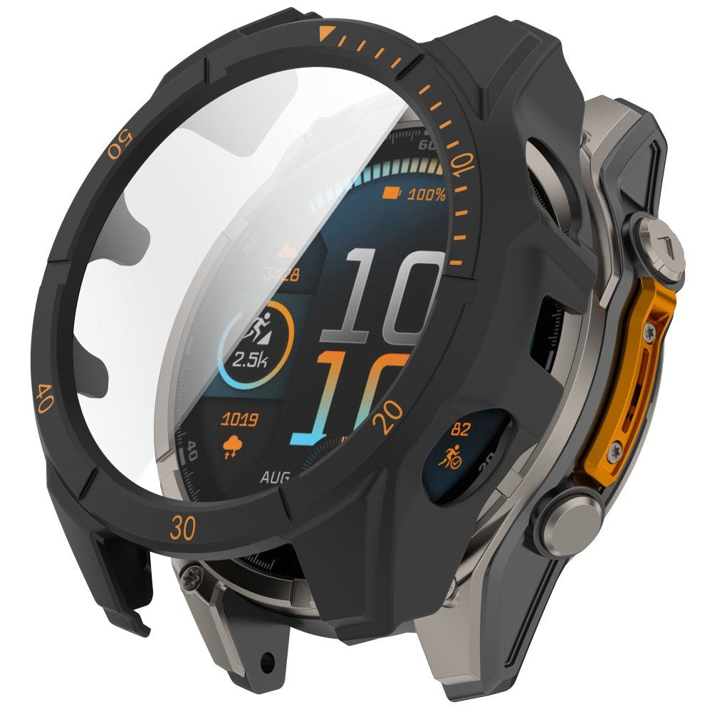 Garmin Tactix 8 AMOLED (47mm) Hårdt Plastik Cover m. Beskyttelsesglas - Sort / Orange