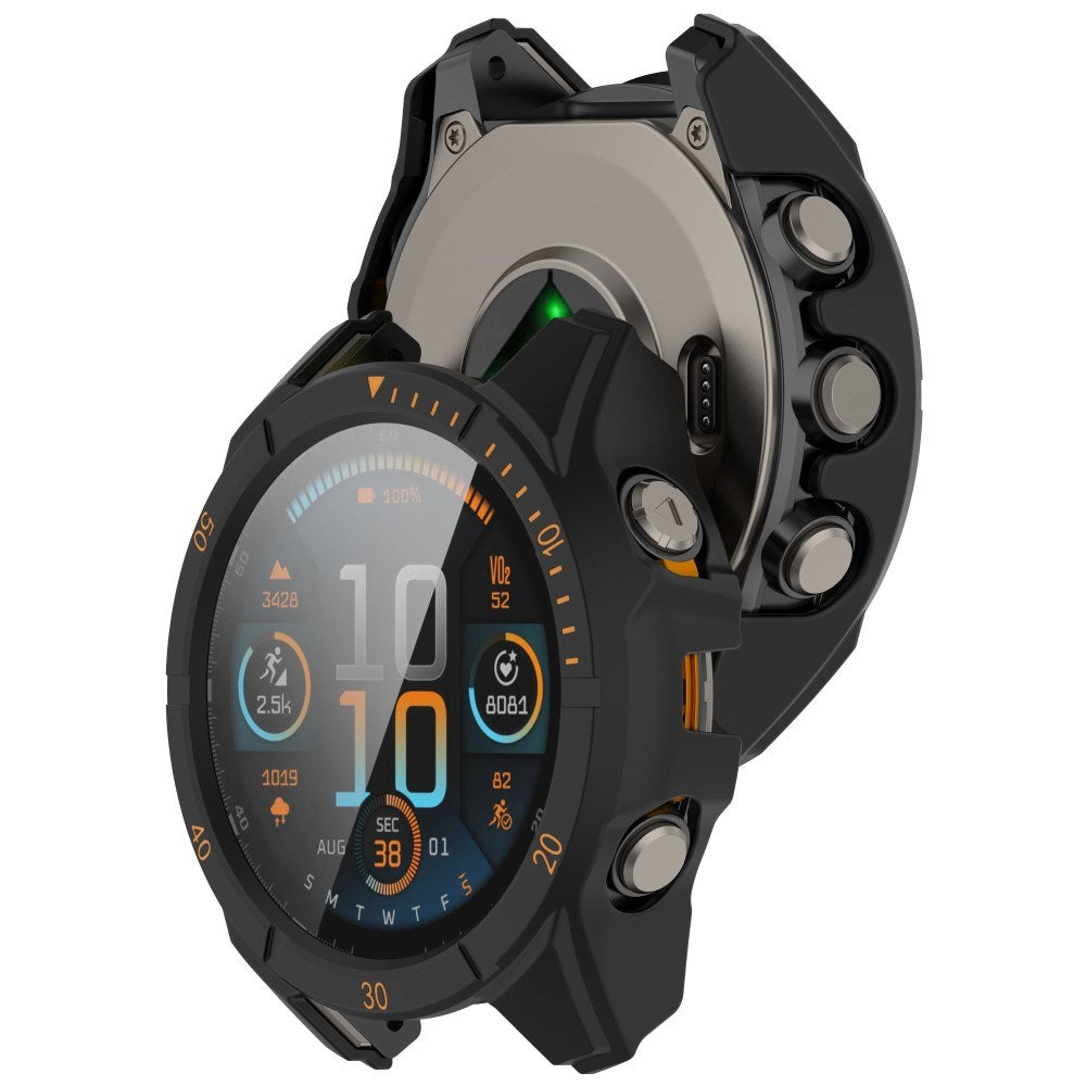 Garmin Tactix 8 AMOLED (47mm) Hårdt Plastik Cover m. Beskyttelsesglas - Sort / Orange