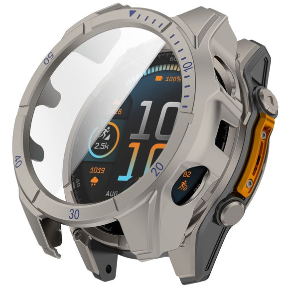 Garmin Tactix 8 AMOLED (47mm) Hårdt Plastik Cover m. Beskyttelsesglas - Titanium / Blå