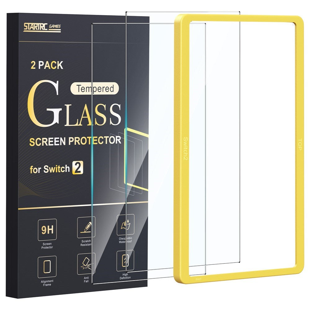 Nintendo Switch 2 Skærmbeskyttelsesglas m. Monteringsramme - 2 stk. - Gennemsigtig