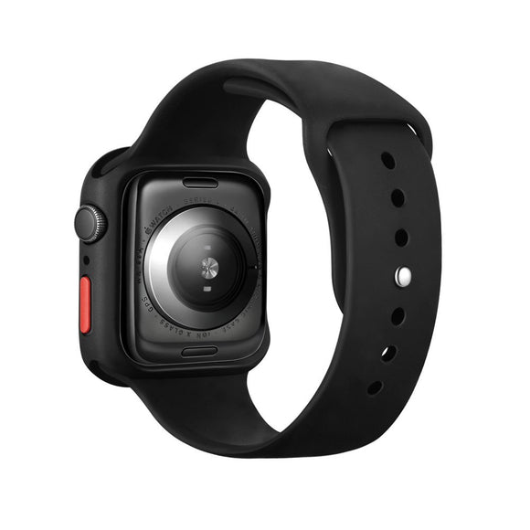 Apple Watch SE / 6 / 5 / 4 (44mm) Fleksibelt Plast Cover m. Hærdet Skærmbeskyttelsesglas - Sort