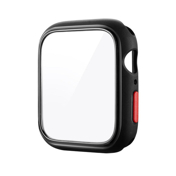 Apple Watch SE / 6 / 5 / 4 (44mm) Fleksibelt Plast Cover m. Hærdet Skærmbeskyttelsesglas - Sort