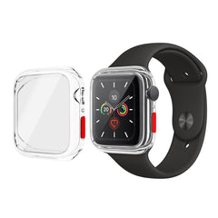 Apple Watch SE / 6 / 5 / 4 (44mm) Fleksibelt Plast Cover m. Hærdet Skærmbeskyttelsesglas - Gennemsigtig