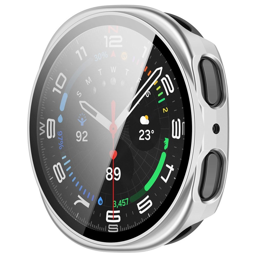 Samsung Galaxy Watch 8 (40mm) Hårdt Plast Cover m. Skærmbeskyttelsesglas - Mat Sølv