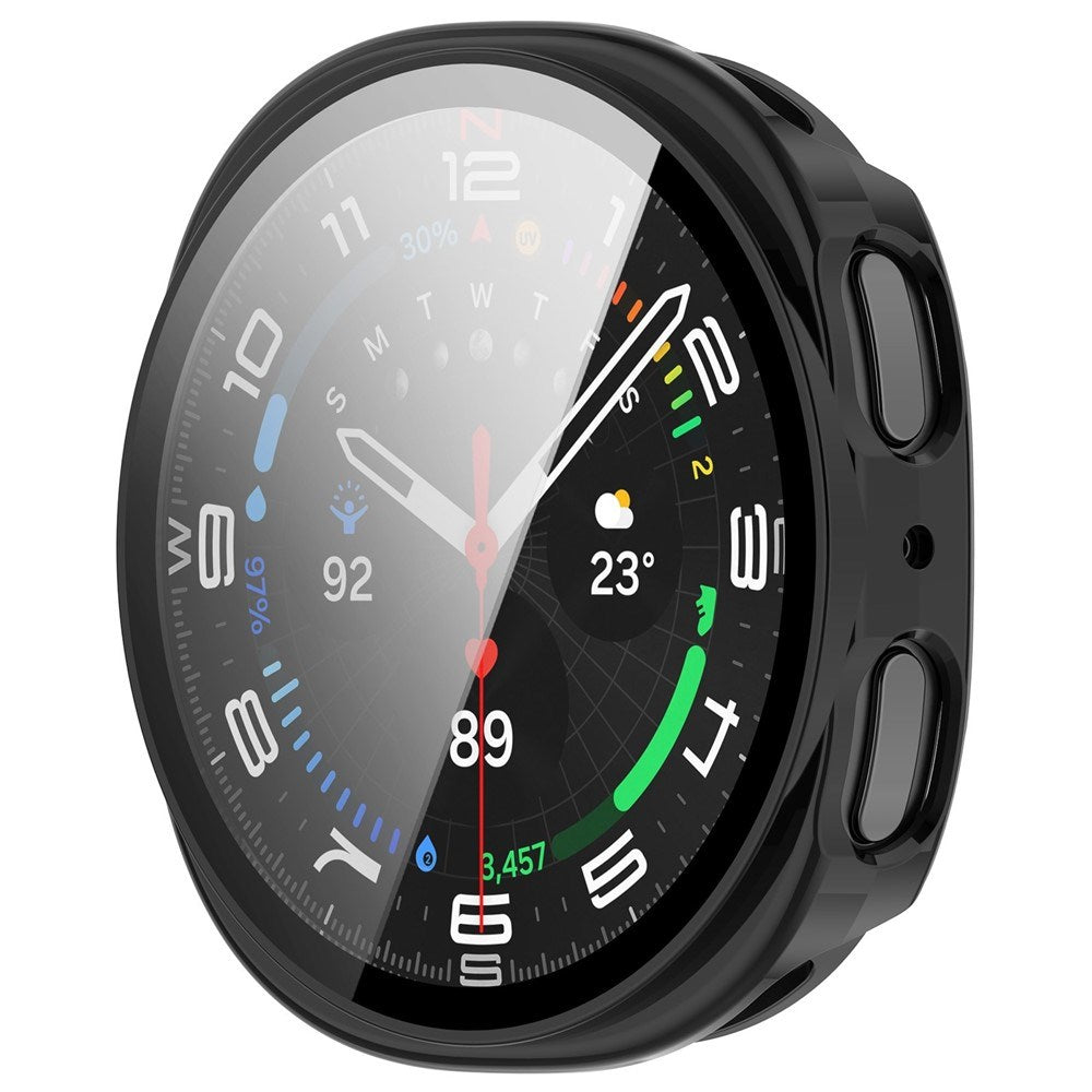 Samsung Galaxy Watch 8 (44mm) Hårdt Plast Cover m. Skærmbeskyttelsesglas - Sort