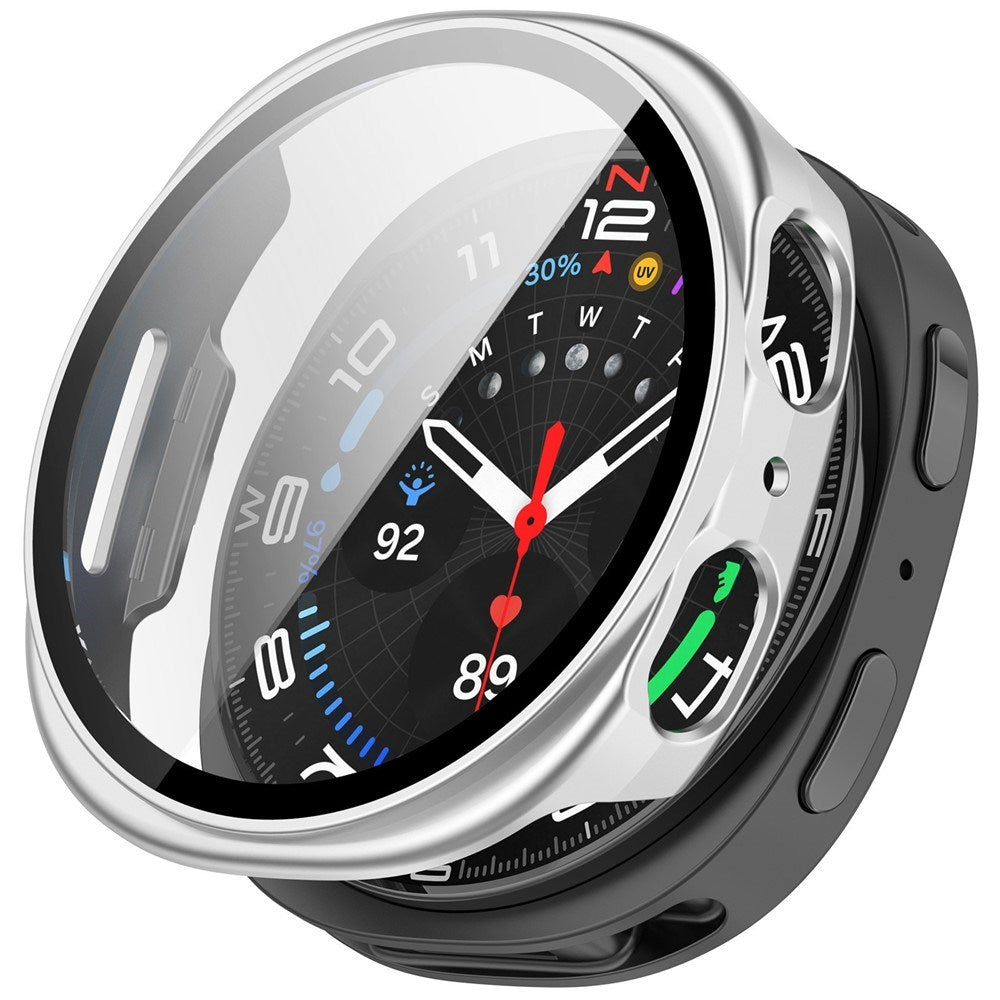 Samsung Galaxy Watch 8 (44mm) Hårdt Plast Cover m. Skærmbeskyttelsesglas - Mat Sølv
