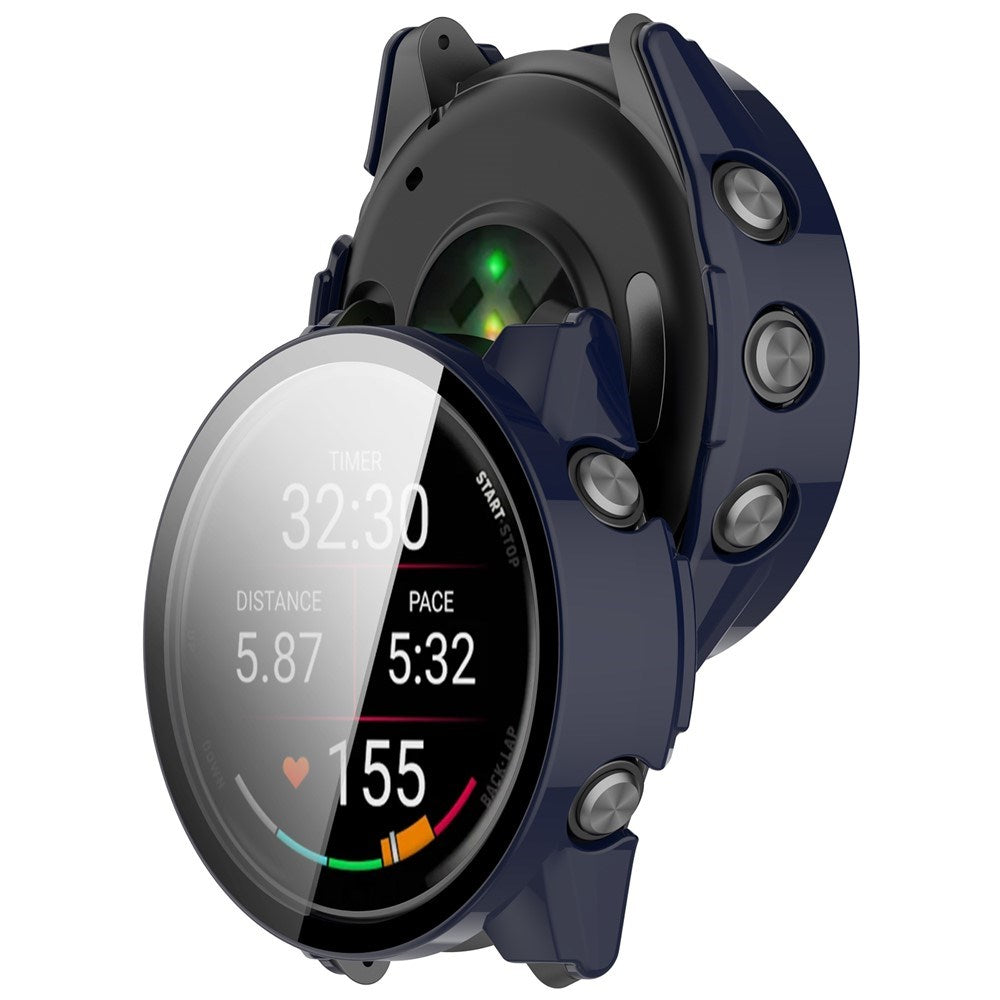 Garmin Forerunner 570 (47mm) Cover m. Hærdet Skærmbeskyttelsesglas - Blå