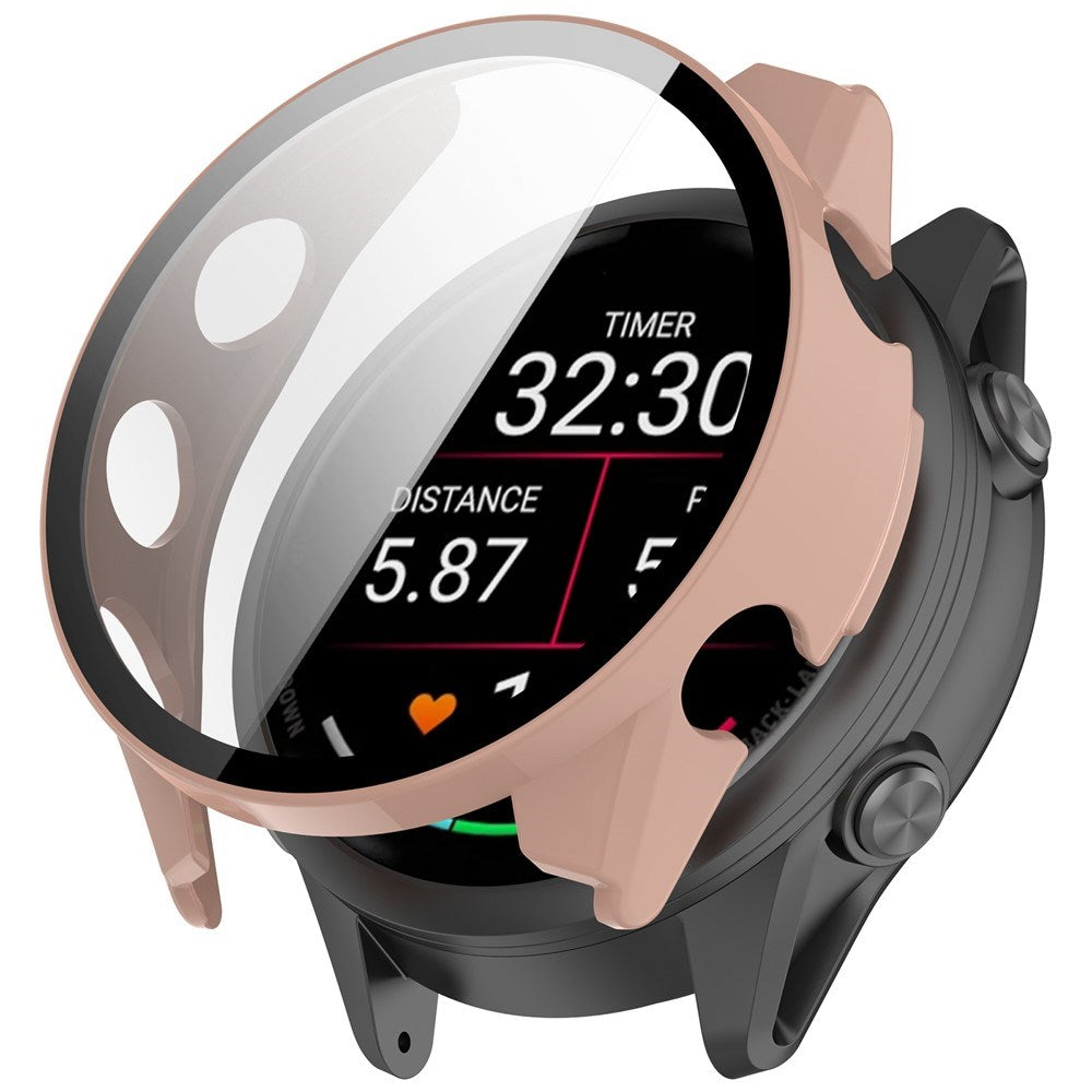 Garmin Forerunner 570 (47mm) Cover m. Hærdet Skærmbeskyttelsesglas - Lyserød