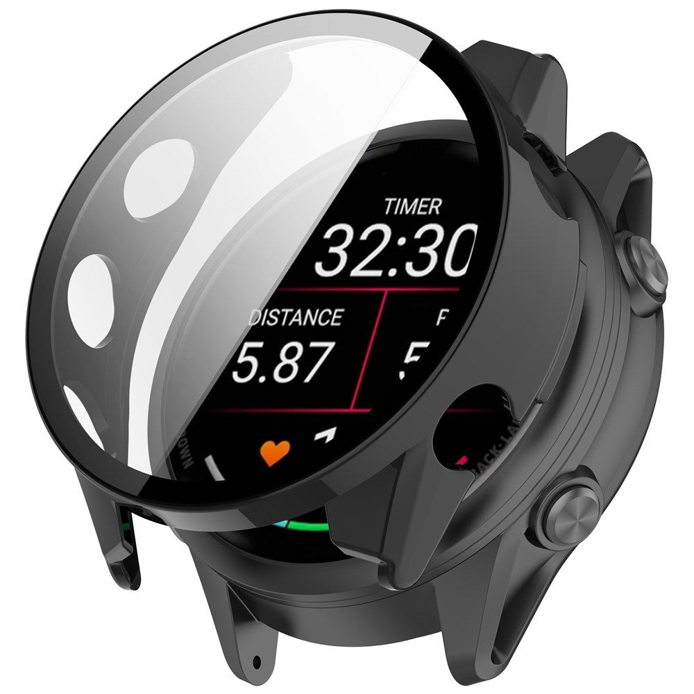 Garmin Forerunner 570 (42mm) Cover m. Hærdet Skærmbeskyttelsesglas - Sort