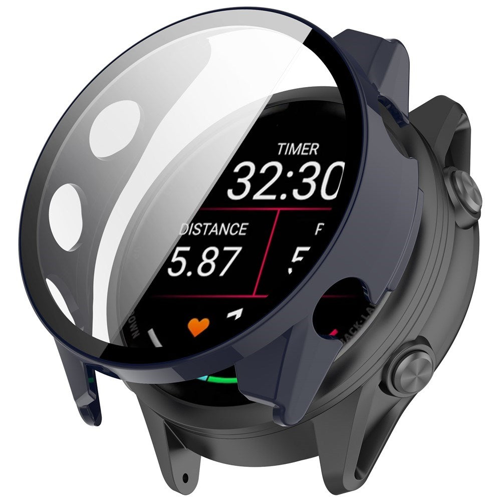 Garmin Forerunner 570 (42mm) Cover m. Hærdet Skærmbeskyttelsesglas - Blå
