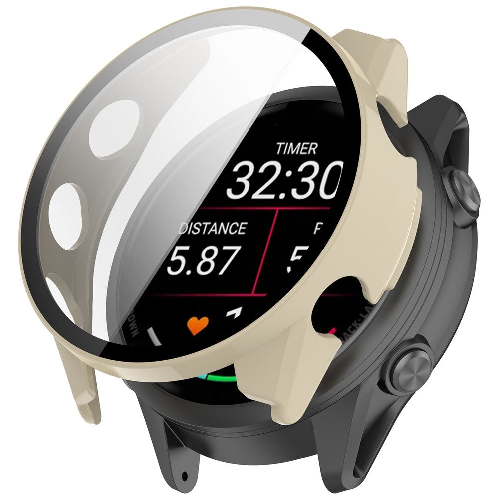 Garmin Forerunner 570 (42mm) Cover m. Hærdet Skærmbeskyttelsesglas - Hvid