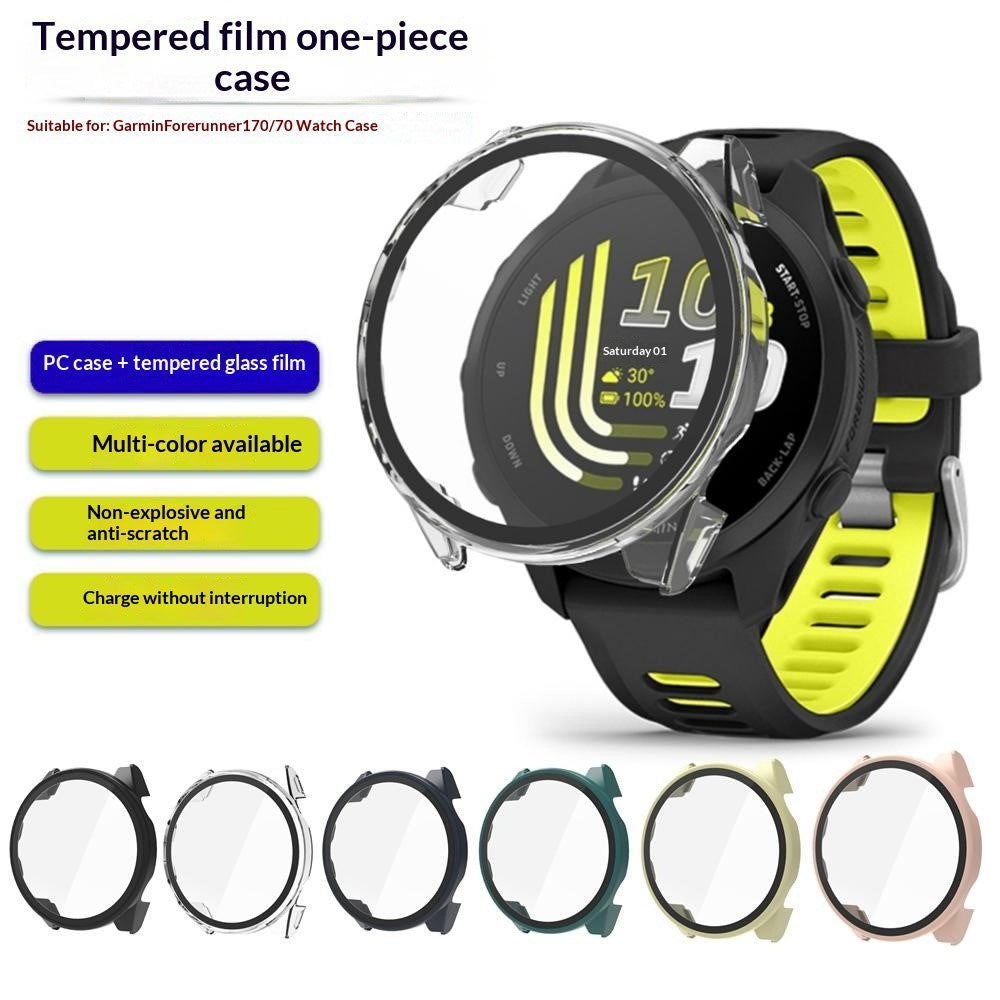 Garmin Forerunner 170 / 70 Hårdt Plast Cover m. Indbygget Beskyttelsesglas - Sort
