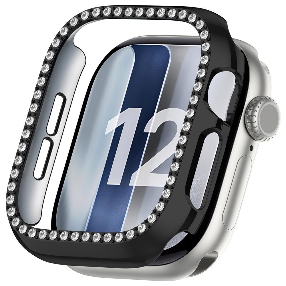 Apple Watch Series 12 (42mm) Hårdt Plast Cover - Sort & Rhinsten