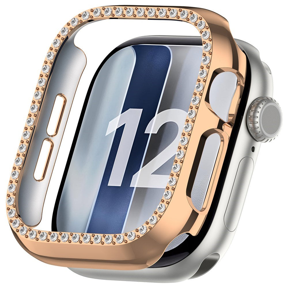 Apple Watch Series 12 (42mm) Hårdt Plast Cover - Rose Gold & Rhinsten