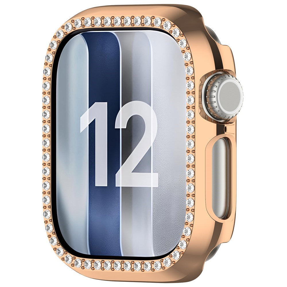 Apple Watch Series 12 (42mm) Hårdt Plast Cover - Rose Gold & Rhinsten