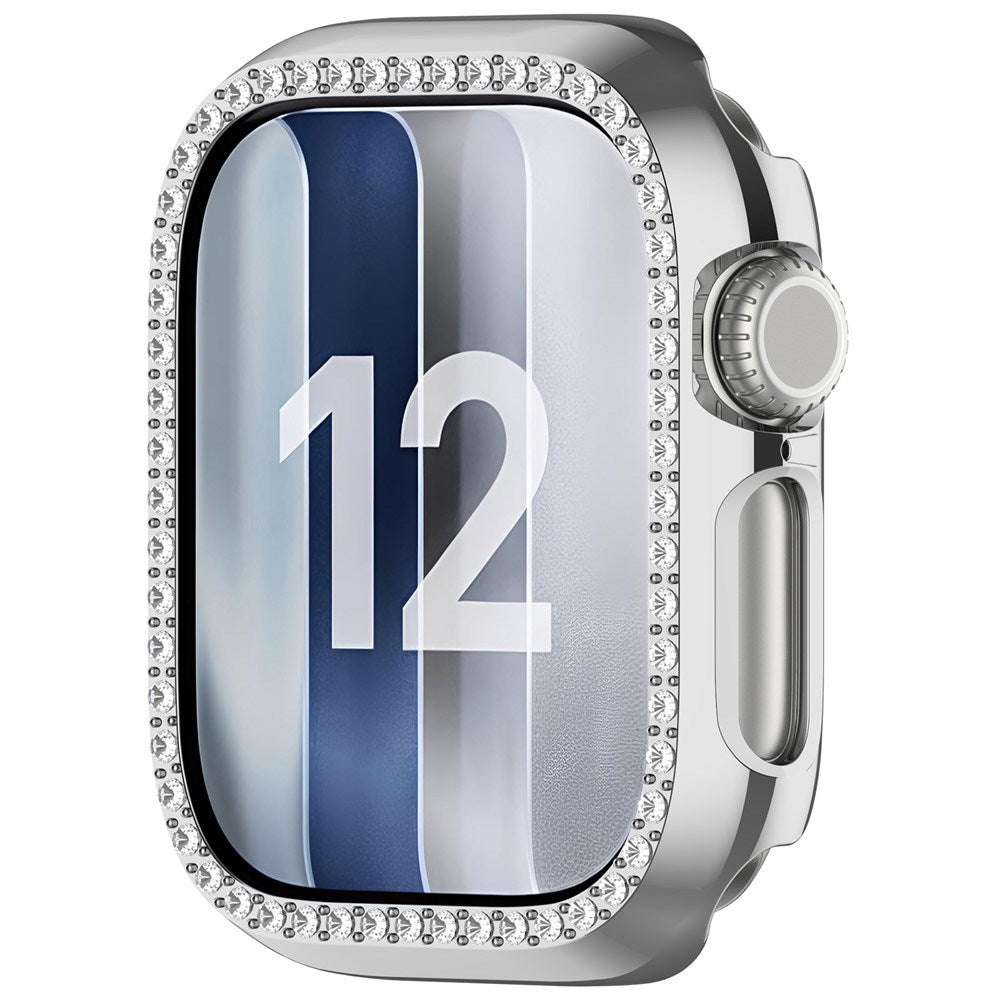 Apple Watch Series 12 (46mm) Hårdt Plast Cover - Sølv & Rhinsten