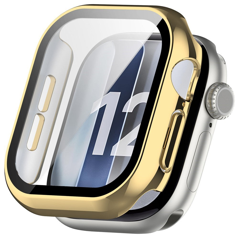 Apple Watch Series 12 (42mm) Hårdt Plast Cover m. Indbygget Skærmbeskyttelsesglas - Guld