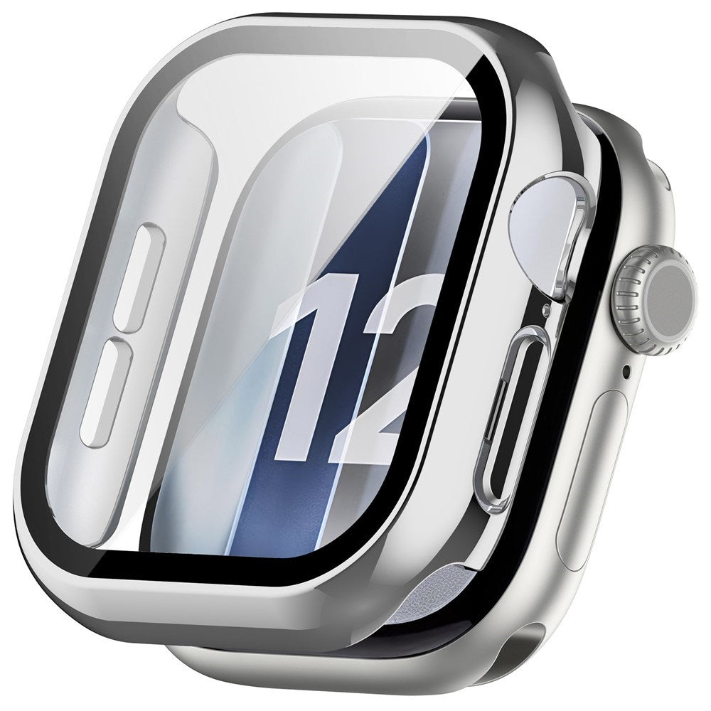 Apple Watch Series 12 (42mm) Hårdt Plast Cover m. Indbygget Skærmbeskyttelsesglas - Sølv