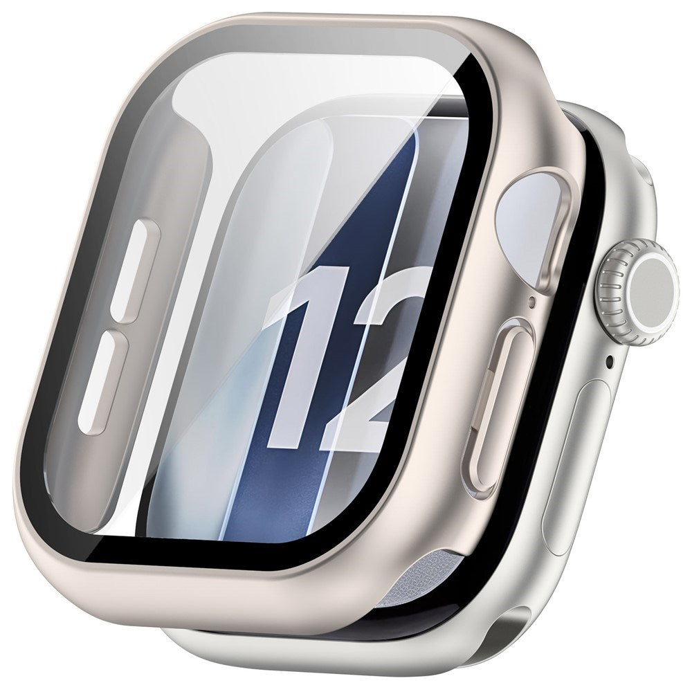 Apple Watch Series 12 (42mm) Hårdt Plast Cover m. Indbygget Skærmbeskyttelsesglas - Rose Gold