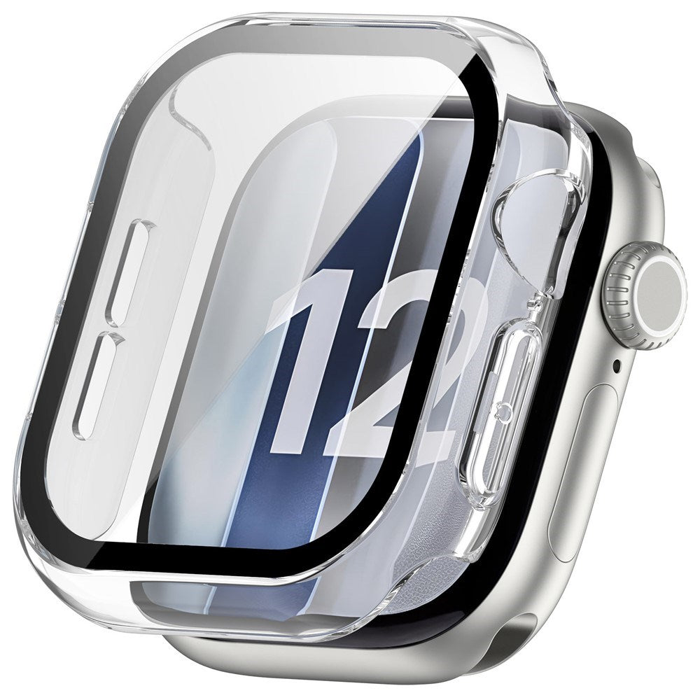 Apple Watch Series 12 (42mm) Hårdt Plast Cover m. Indbygget Skærmbeskyttelsesglas - Gennemsigtig