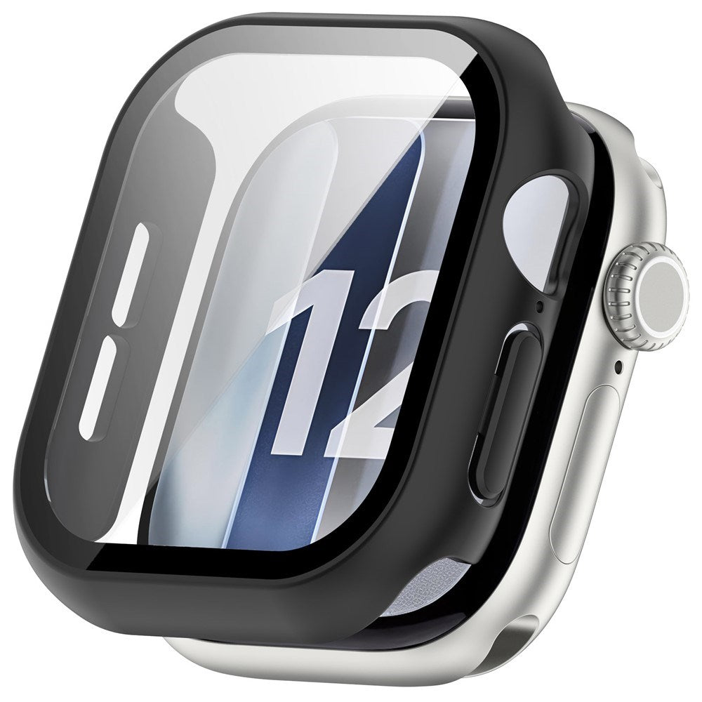 Apple Watch Series 12 (46mm) Hårdt Plast Cover m. Indbygget Skærmbeskyttelsesglas - Sort