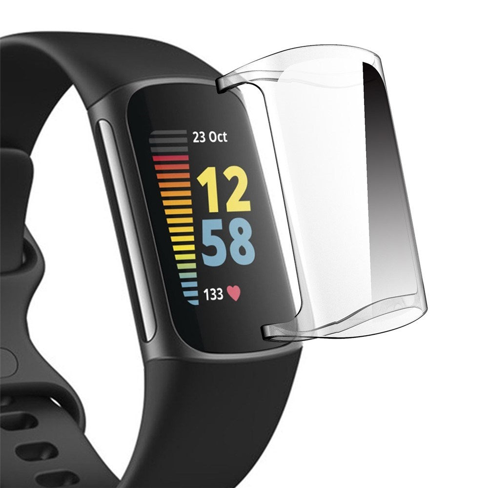 Fitbit Charge 6 / 5 ENKAY Fleksibelt Plast Cover - Gennemsigtig