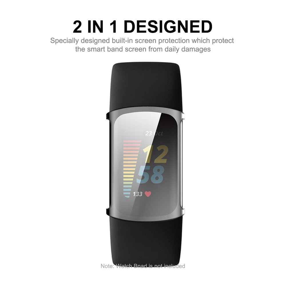 Fitbit Charge 6 / 5 ENKAY Fleksibelt Plast Cover - Gennemsigtig