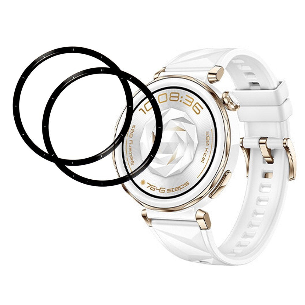 Huawei Watch 5 (42mm) Skærmbeskyttelsesfilm - 2 stk - Gennemsigtig / Sort Kant
